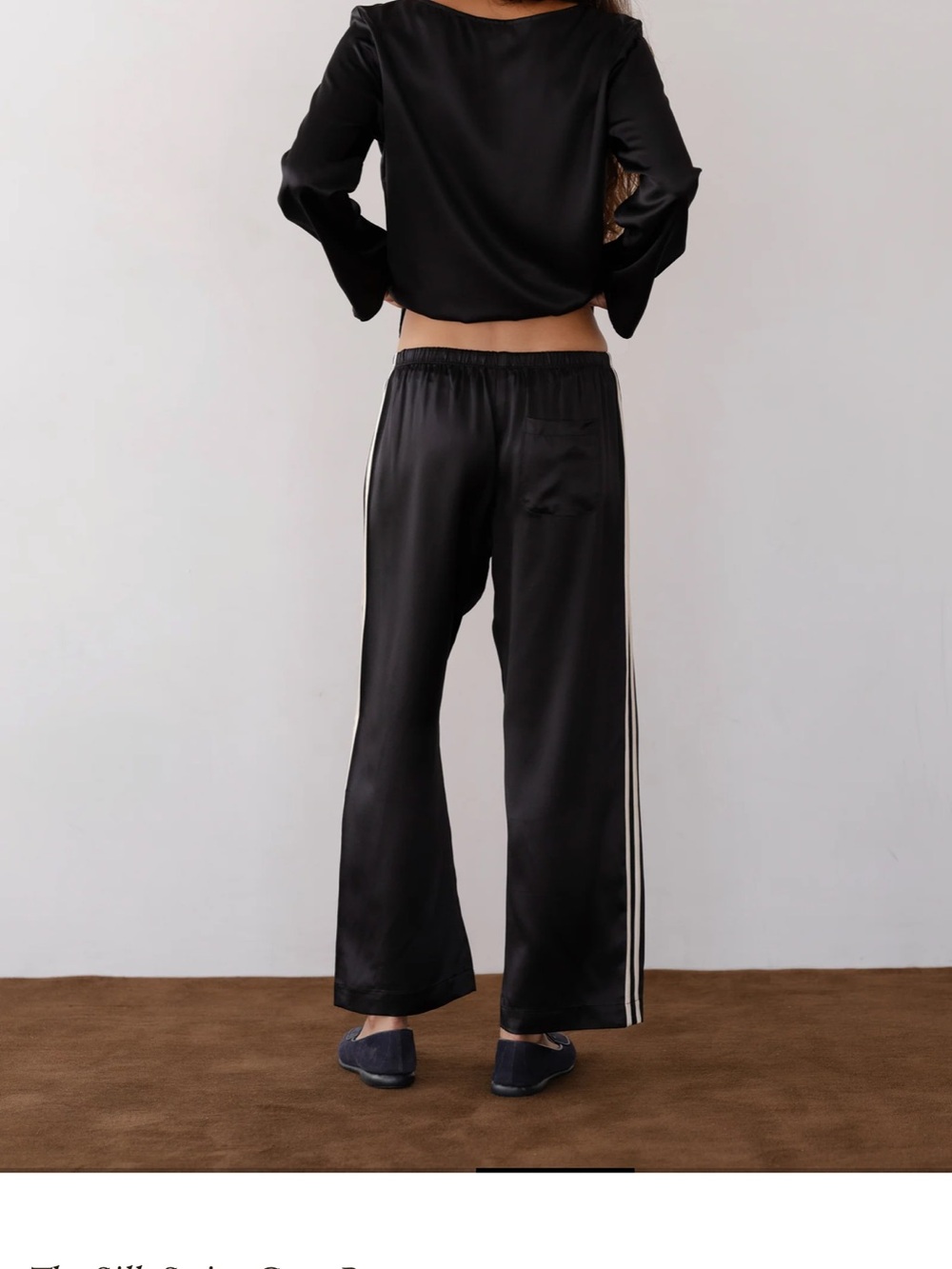Donni The Silk Stripe Crop Pant in Jet (black) size small - Picture 3 of 8